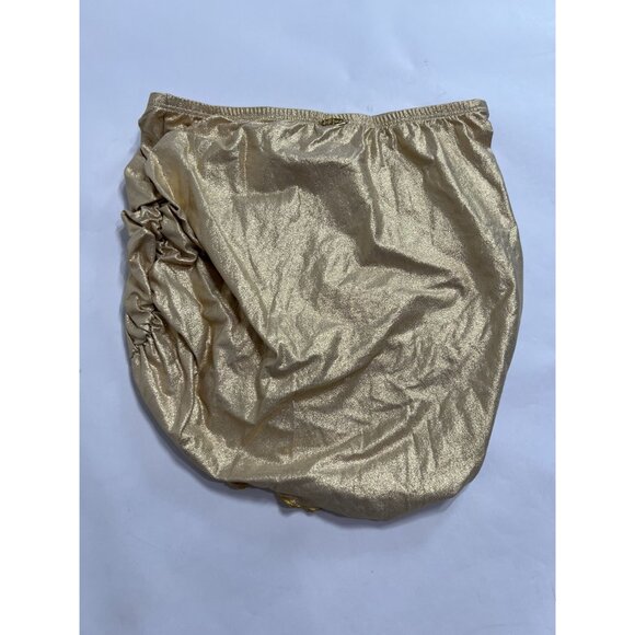 Luli Fama Wavy Luxe Stitch Scrunched Up Mini Skirt in Gold Rush - Picture 5 of 7